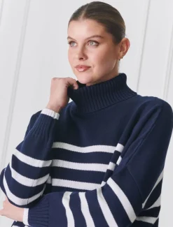 Knits And Jumpers*Zjoosh Samantha Striped Knit Navy White
