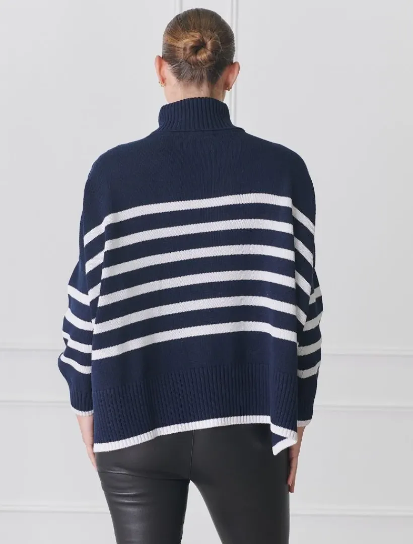 Knits And Jumpers*Zjoosh Samantha Striped Knit Navy White