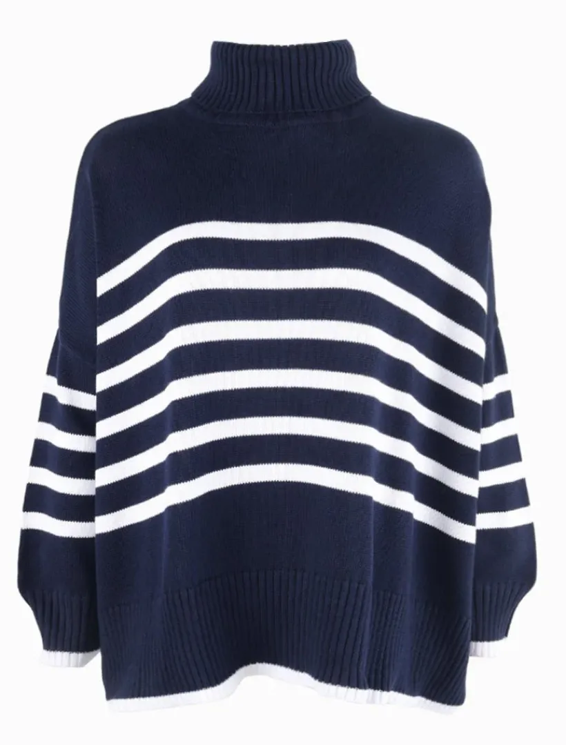 Knits And Jumpers*Zjoosh Samantha Striped Knit Navy White
