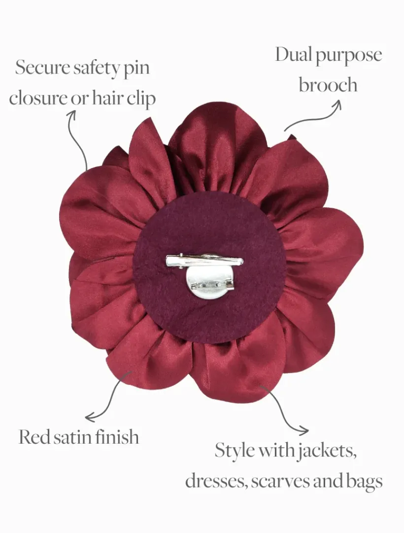 Hats & Hair Accessories*Zjoosh Satin Flower Brooch Merlot