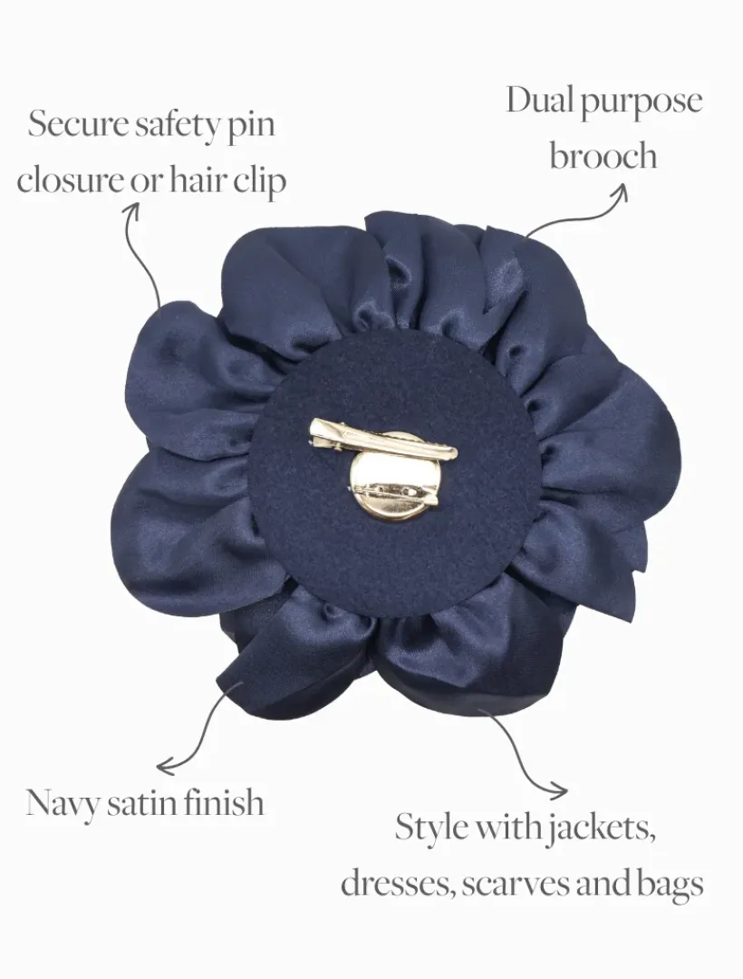 Hats & Hair Accessories*Zjoosh Satin Flower Brooch Navy