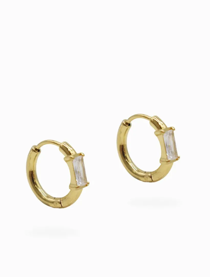 Earrings|Gold Jewellery*Zjoosh Small Hoops Baguette Gold