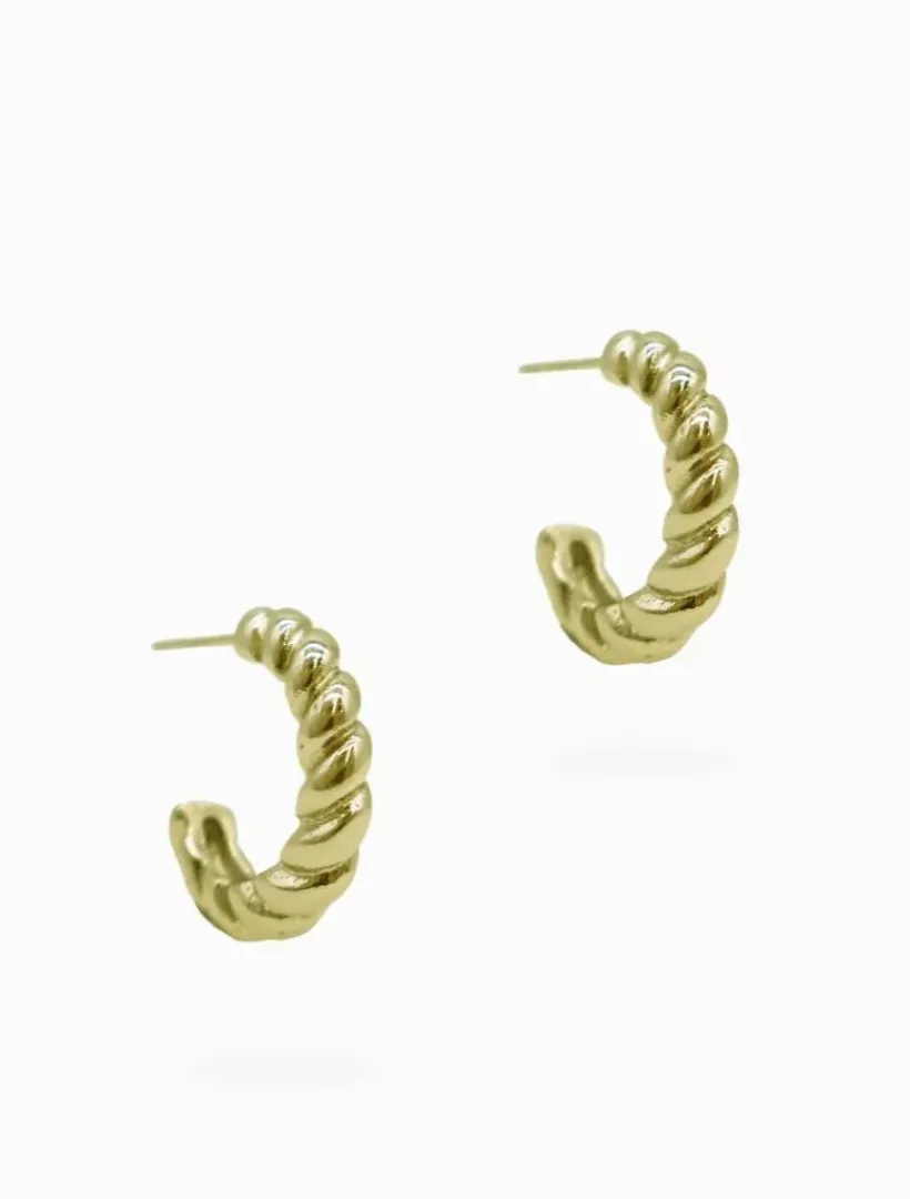 Earrings|Gold Jewellery*Zjoosh Small Rope Hoops Gold