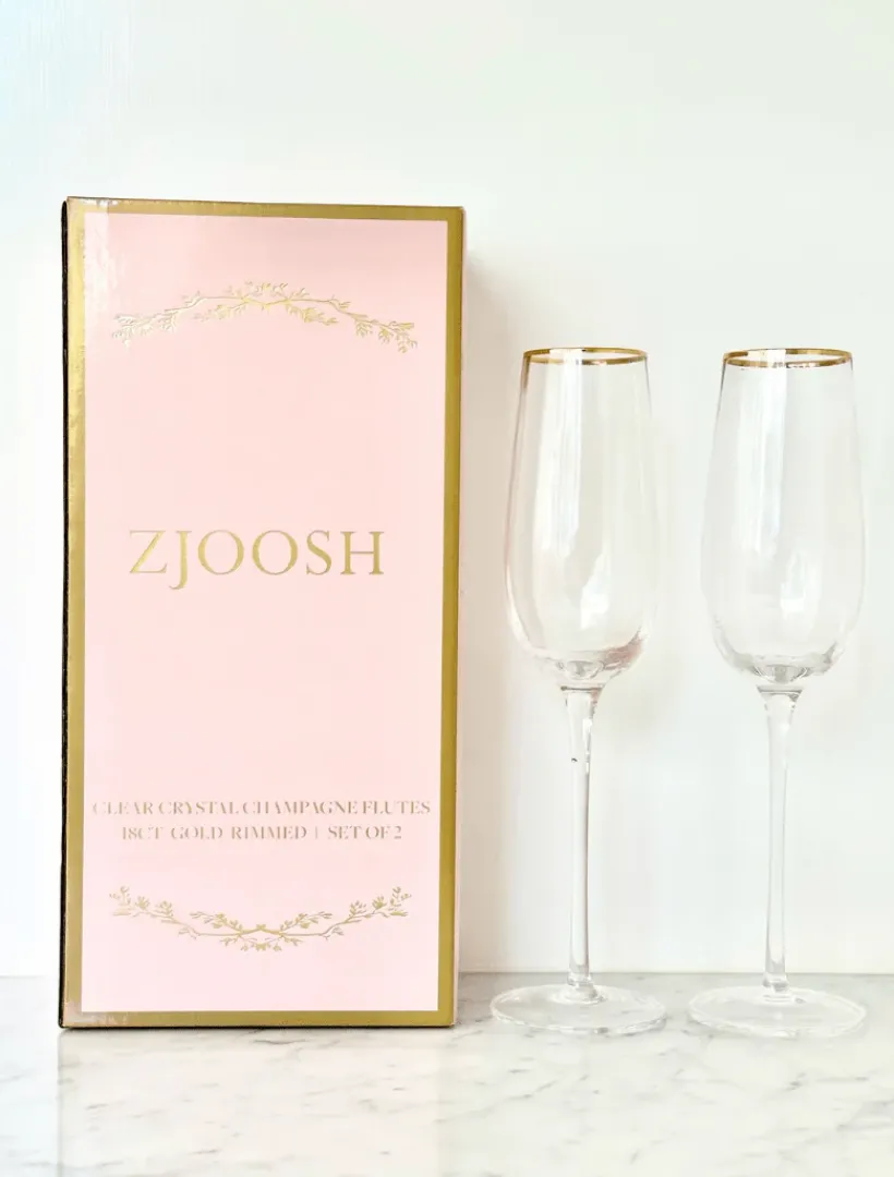 Glassware*Zjoosh Soiree Crystal Champagne Flutes (Set of 2) Clear