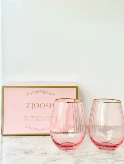 Glassware*Zjoosh Soiree Crystal Gin Tumblers (Set of 2) Pink