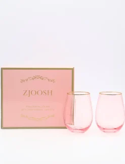 Glassware*Zjoosh Soiree Crystal Gin Tumblers (Set of 2) Pink