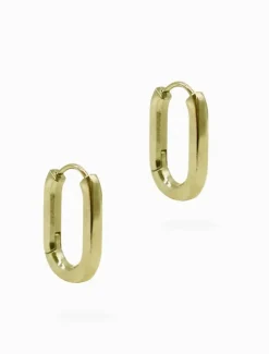 Earrings|Gold Jewellery*Zjoosh Solid Oval Lever Hoops Gold