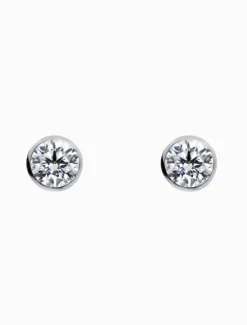 Earrings|Silver Jewellery*Ellani Ss 5Mm Wh Cz Bezel Studs