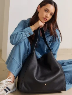 Totebags|Zjoosh Leather*Zjoosh Stevie Slouch Tote Black