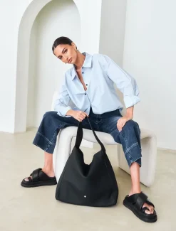 Totebags|Zjoosh Leather*Zjoosh Stevie Slouch Tote Black
