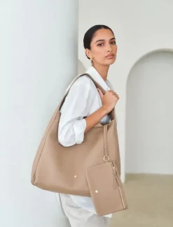 Totebags|Zjoosh Leather*Zjoosh Stevie Slouch Tote Hazelnut