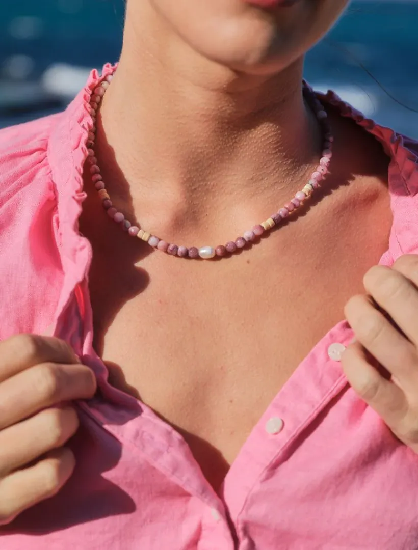 Pearl Jewellery|Necklaces*Zjoosh Stone and Pearl Necklace Lilac