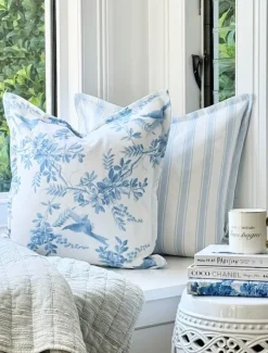 Cushions*Zjoosh Stripes Linen Cushion Light Blue LightBlue