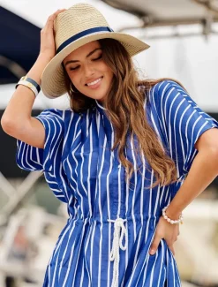 Hats & Hair Accessories*Zjoosh Summer Fedora Navy Stripe
