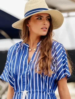 Hats & Hair Accessories*Zjoosh Summer Fedora Navy Stripe
