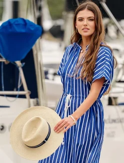 Hats & Hair Accessories*Zjoosh Summer Fedora Navy Stripe