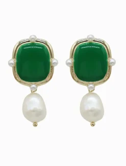 Symposium|Pearl Jewellery*Zjoosh Symposium Emerald Pearl Drop Earrings