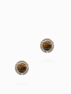 Earrings*Zjoosh Tigers Eye and Crystal Studs