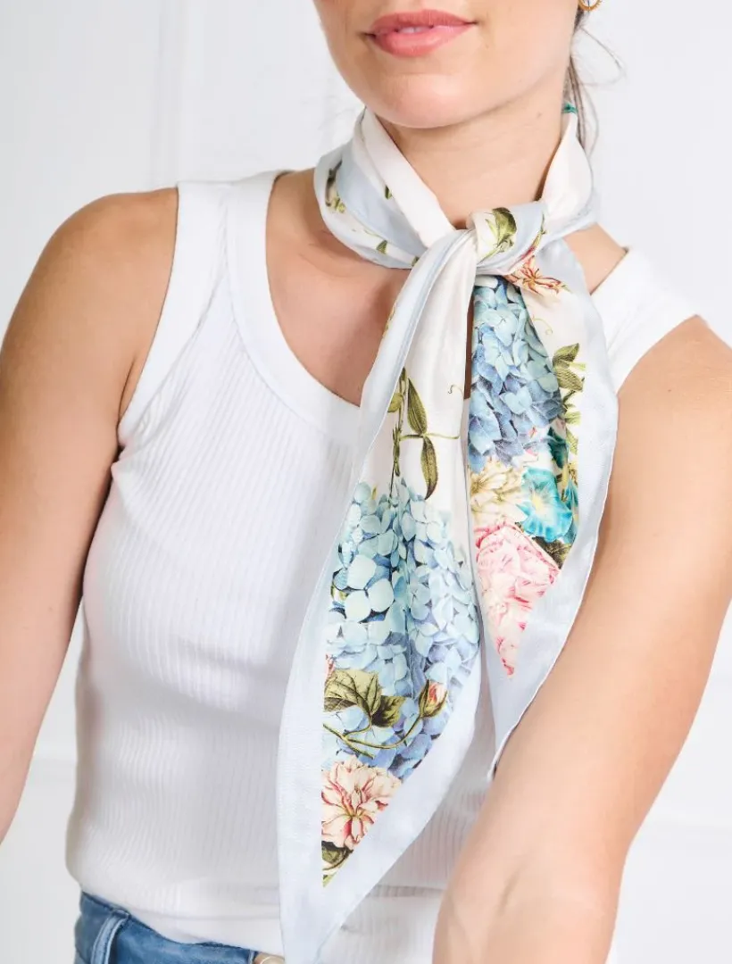 Fashion Scarves|Scarves*Zjoosh Trapezoid Scarf Floral Light Blue