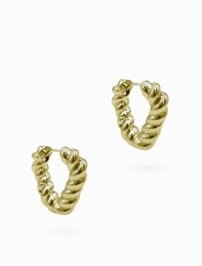 Earrings|Gold Jewellery*Zjoosh Triangle Rope Lever Hoops Gold