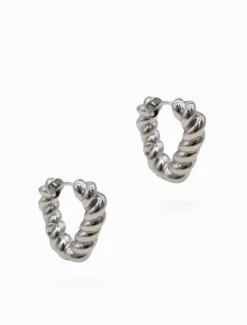 Earrings|Silver Jewellery*Zjoosh Triangle Rope Lever Hoops Silver