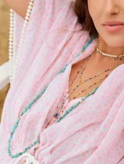 Necklaces*Zjoosh Turquoise and Gold Long Necklace