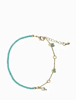 Pearl Jewellery|Bangles And Bracelets*Zjoosh Turquoise Pearl and Gold Long Bracelet