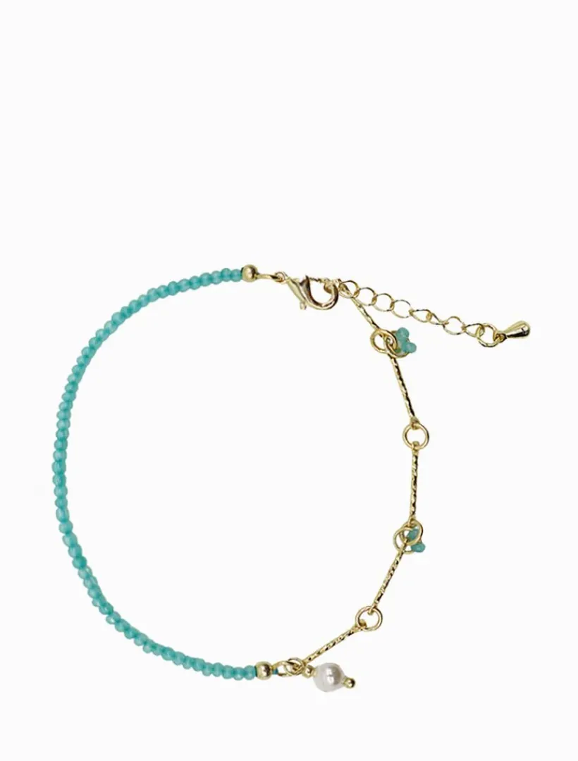 Pearl Jewellery|Bangles And Bracelets*Zjoosh Turquoise Pearl and Gold Long Bracelet