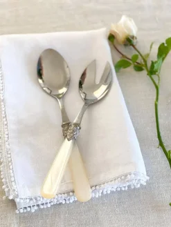 Cutlery & Servers*Zjoosh Verona 2 Piece Salad Server Ivory Pearl IvoryPearl