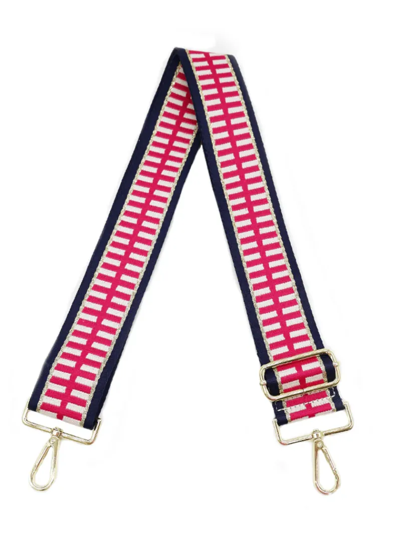 Bag Straps|Bag Straps*Zjoosh Webbing Bag Strap Pink Navy Gold