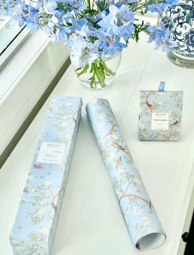 Zjoosh Clothing Care|Drawer Liners And Clothing Protectors*Zjoosh White Camellias Drawer Liners