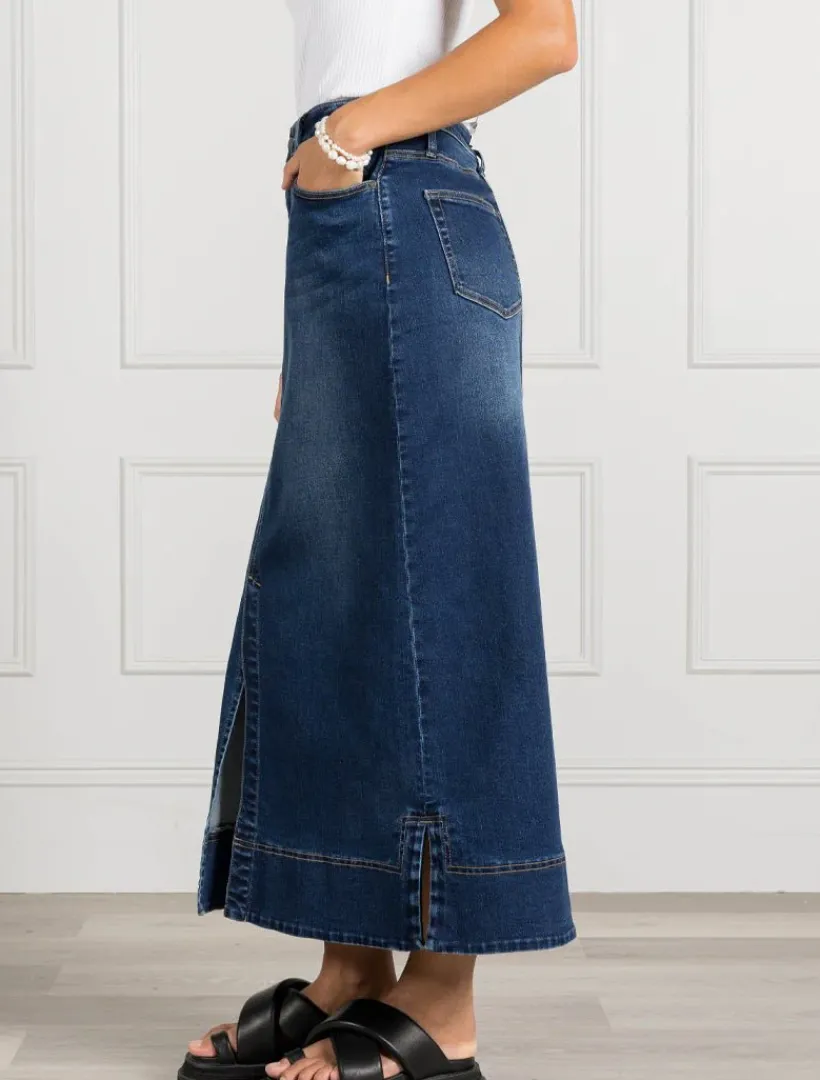 Skirts*Zjoosh Whitney Washed Denim Skirt Indigo