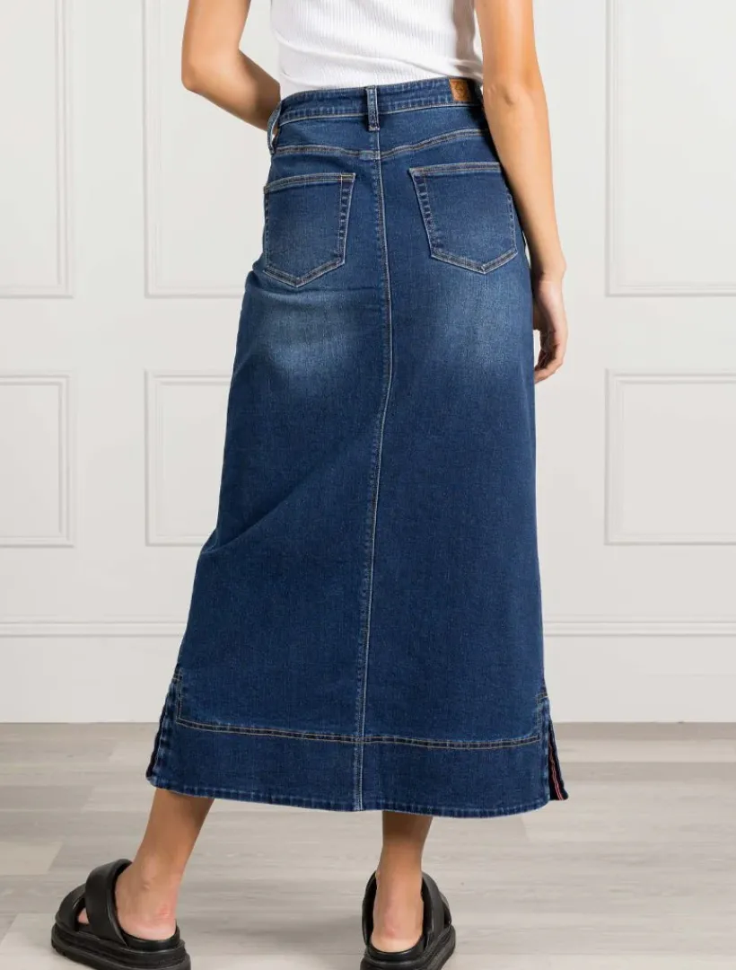 Skirts*Zjoosh Whitney Washed Denim Skirt Indigo