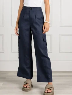 Pants*Zjoosh Wide Leg Linen Cargo Pant - FINAL SALE Navy